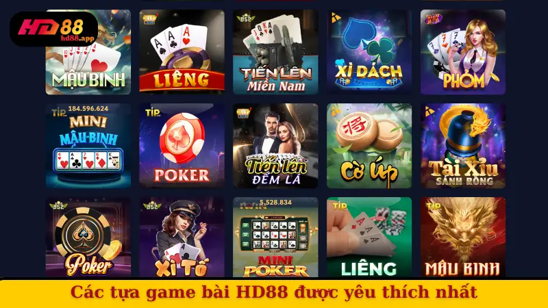 Các tựa game bài HD88 được yêu thích nhất