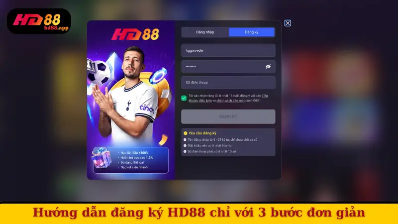 Hướng dẫn đăng ký HD88 chỉ với 3 bước đơn giản