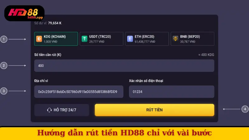 Hướng dẫn rút tiền HD88 chỉ với vài bước