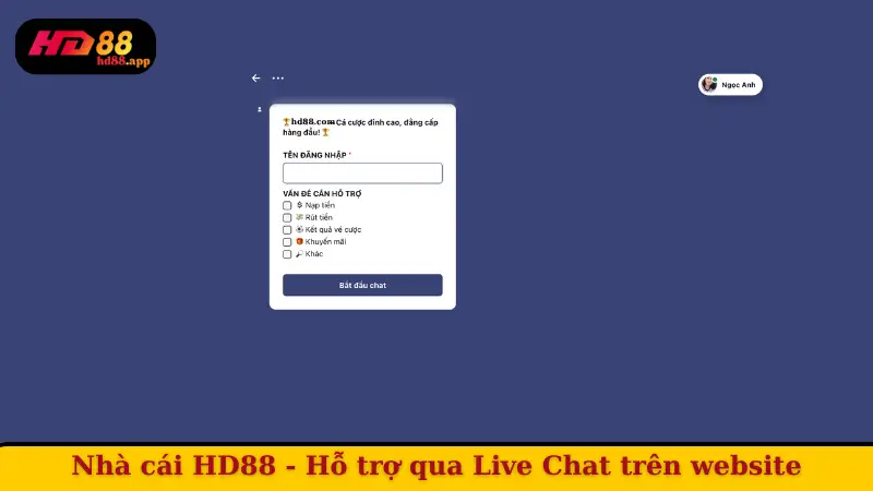 Nhà cái HD88 - Hỗ trợ qua Live Chat trên website